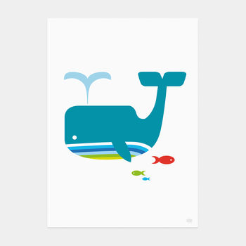 Whale And Fish Art Print, 3 of 3
