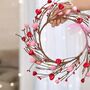 Light Up Twig Wreath Adorned With Hearts, thumbnail 1 of 8