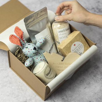 'hello baby' personalised gift box by fora creative