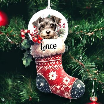 Personalised Miniature Schnauzer Stocking Bauble, 2 of 2