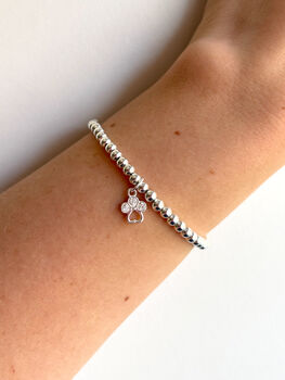 Sterling Silver Paw Print Charm Beaded Bracelet, 5 of 7