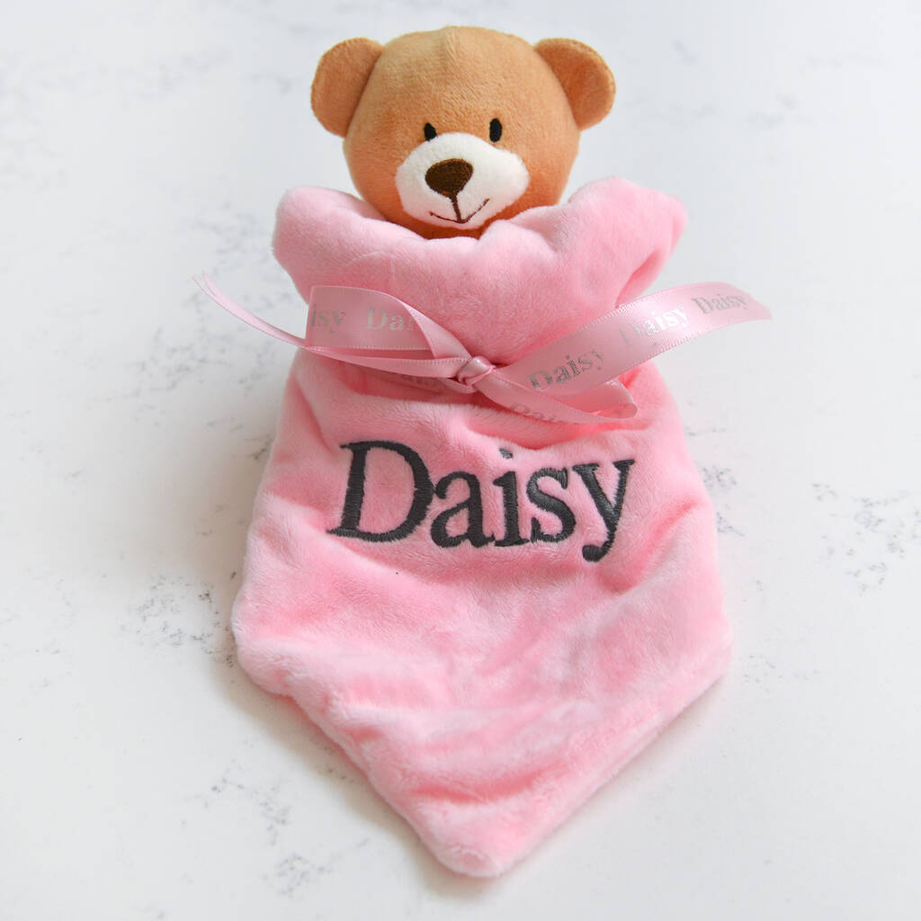 Personalised Pink Teddy Baby Comforter By A Type Of Design ...