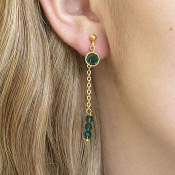 Double Drop Birthstone Chain Earrings, 2 of 8