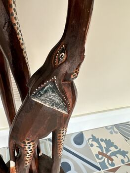 1m Hand Carved Mother And Baby Elephant Ornament, 4 of 10