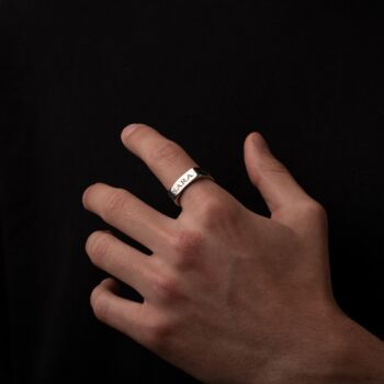Personalised Silver Four Sided Family Band Ring, 5 of 8