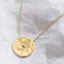 Birth Flower Disc Necklace In 18 Carat Gold Vermeil, thumbnail 1 of 12