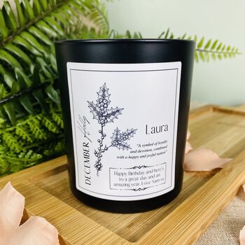December Holly Birth Flower Personalised Candle, 3 of 11