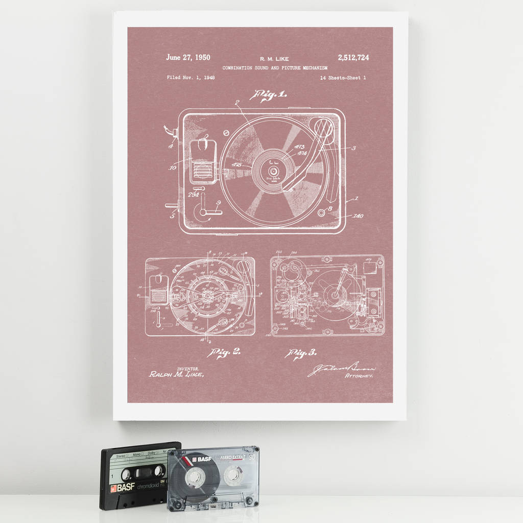 Anatomy Of A Record Player Patent Print By Mix Pixie