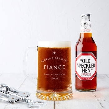 'World's Greatest Fiance' Personalised Beer Tankard, 2 of 4