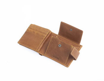 Personalised Men's Oiled Leather Wallet Rfid Cognac Brown, 8 of 8