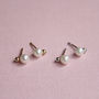 Pearl Lunar Stud Earrings, thumbnail 3 of 9