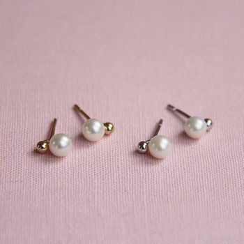 Pearl Lunar Stud Earrings, 3 of 9