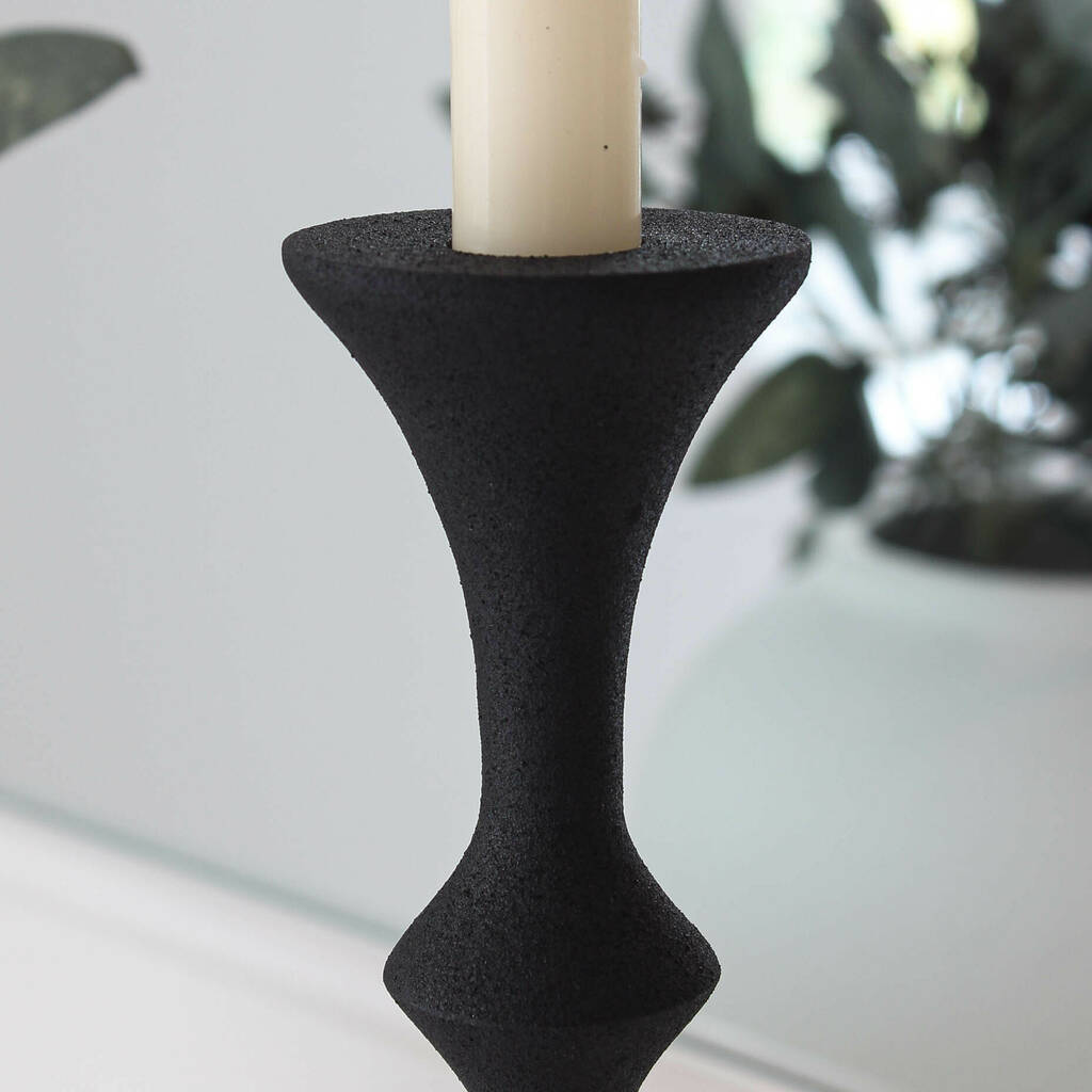tall black textured candlestick by marquis & dawe