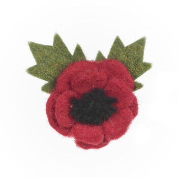 Handmade Felt Poppy Brooch, 2 of 3