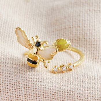 Adjustable Bumblebee And Crystal Ring, 2 of 4