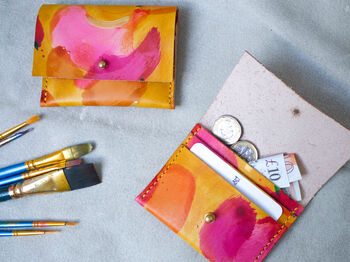 Hand Painted Leather Coin And Card Purse Tutti Fruity, 8 of 9