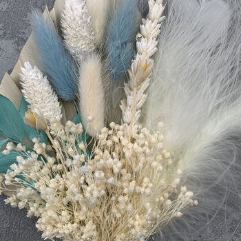 White And Blue Dried Flower Bouquet, 3 of 5