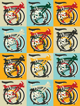 Folded Brompton Bicycle Poster Wall Art Print, 2 of 6
