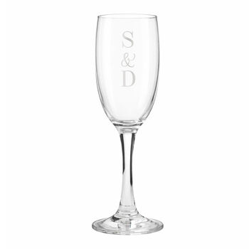 Wedding Gifts For Couples Initials Champagne Flutes Set, 6 of 6