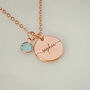 Rose Gold Plated Engraved Name And Birthstone Necklace, thumbnail 2 of 6