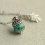 Silver Peacock Blue Acorn Necklace, thumbnail 3 of 8