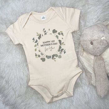 Happy First Mother's Day Eucalyptus Babygrow, 2 of 5