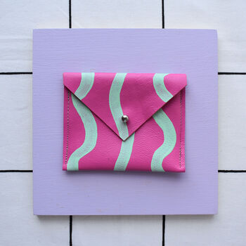 Wave Leather Hand Painted Card Pouch, 4 of 7