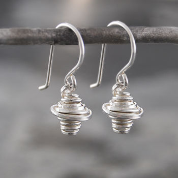 Silver Coiled Hive Drop Earrings, 2 of 12