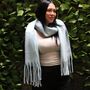 Heavyweight Baby Blue Tassel Scarf, thumbnail 2 of 4