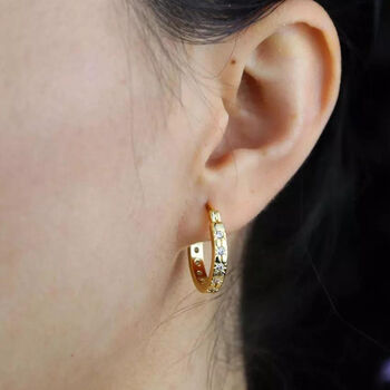 'Dina' Gold Plated Star Gem Hoop Earrings, 5 of 7