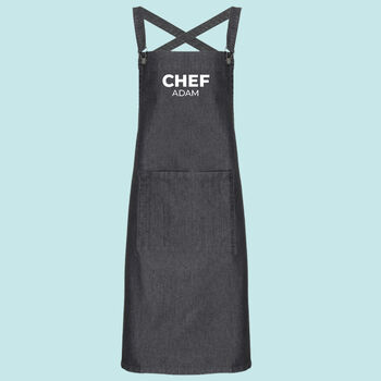 Personalised Chef Cotton Canvas Cross Back Apron, 3 of 9