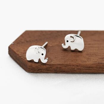 Sterling Silver Cute Baby Elephant Stud Earrings, 6 of 10