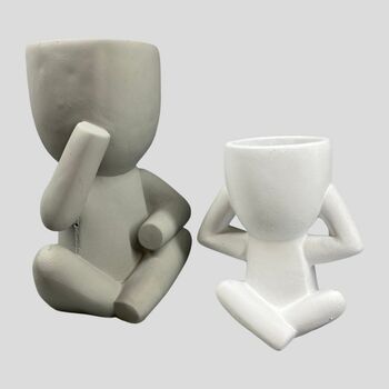See Speak Hear People Concrete Figurine Plant Pots, 4 of 4