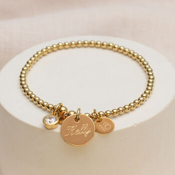 Personalised Gold Or Silver Milestone Birthday Charm Ball Bracelet, 2 of 4