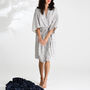 Cotton Wrap Kimono In White Ikat, thumbnail 3 of 6