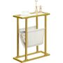 Gold Side Table Tempered Glass End Table With Sling, thumbnail 8 of 9