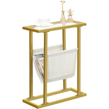 Gold Side Table Tempered Glass End Table With Sling, 8 of 9