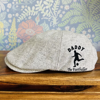 Personalised Dad/Grandad Football Hobby Flat Cap, 2 of 5