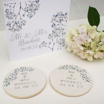 Mr And Mrs Set Of Two Wedding Coasters, 4 of 6