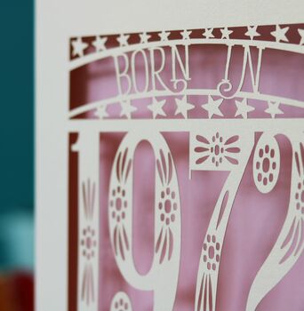 Personalised Papercut Born In 1972 Birthday Card, 10 of 10