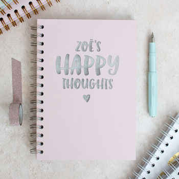 Personalised Happy Thoughts Foil Notebook, 5 of 10
