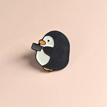 Stabby But Cute Penguin Enamel Pin Badge, 2 of 4