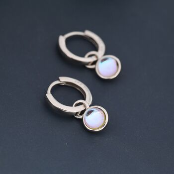 Dangle Moonstone Huggie Hoop In Sterling Silver, 5 of 12