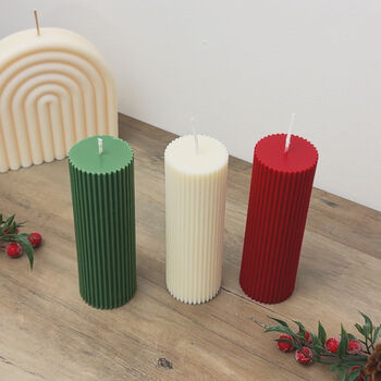 Festive Christmas Pillar Candle Christmas Decoration, 9 of 10