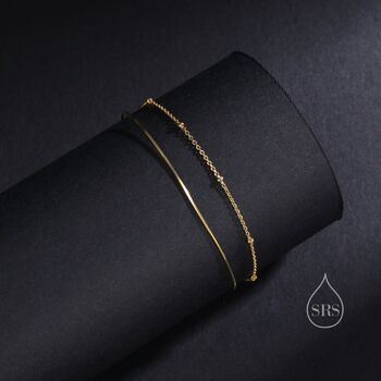 Double Layer Bracelet With Dainty And Satellite Chain, 5 of 10