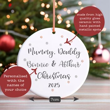 Mummy Daddy And Kids Personalised Christmas Bauble M, 2 of 3