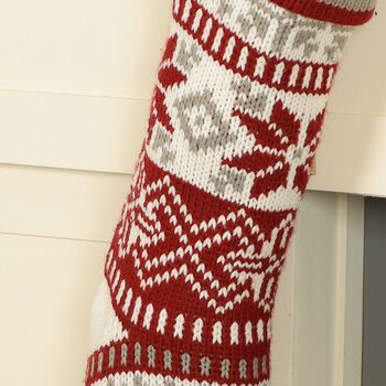 Personalised Chunky Knit Fair Isle Christmas Stocking, 9 of 10