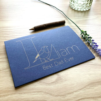 Personalised Robin Name Father's Day Gold Foil Card, 4 of 12