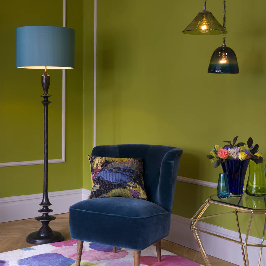 the moonshine floor lamp in black with shade in blue by ...