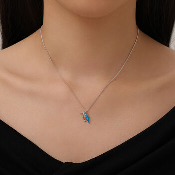 Sterling Silver Enamel Kingfisher Necklace, 7 of 12